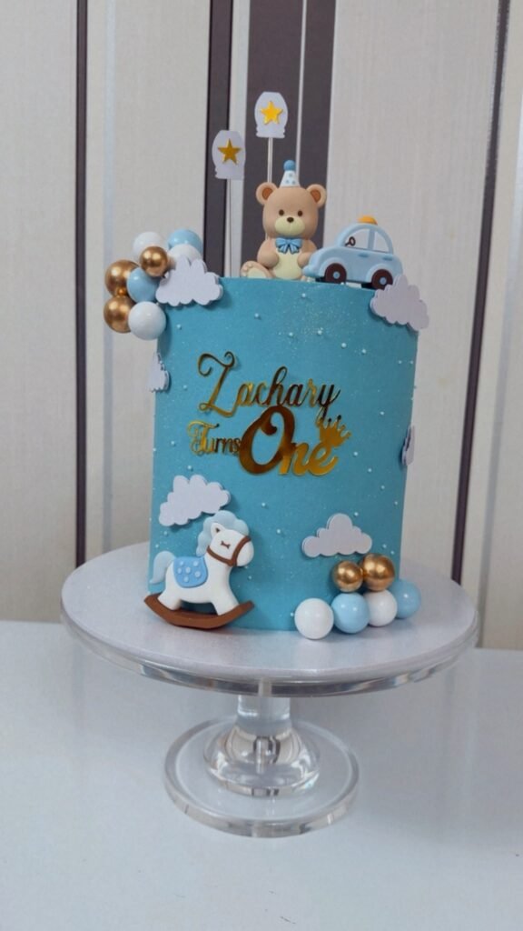 Baby Boy's Sky & Toys 1st Birthday Cake