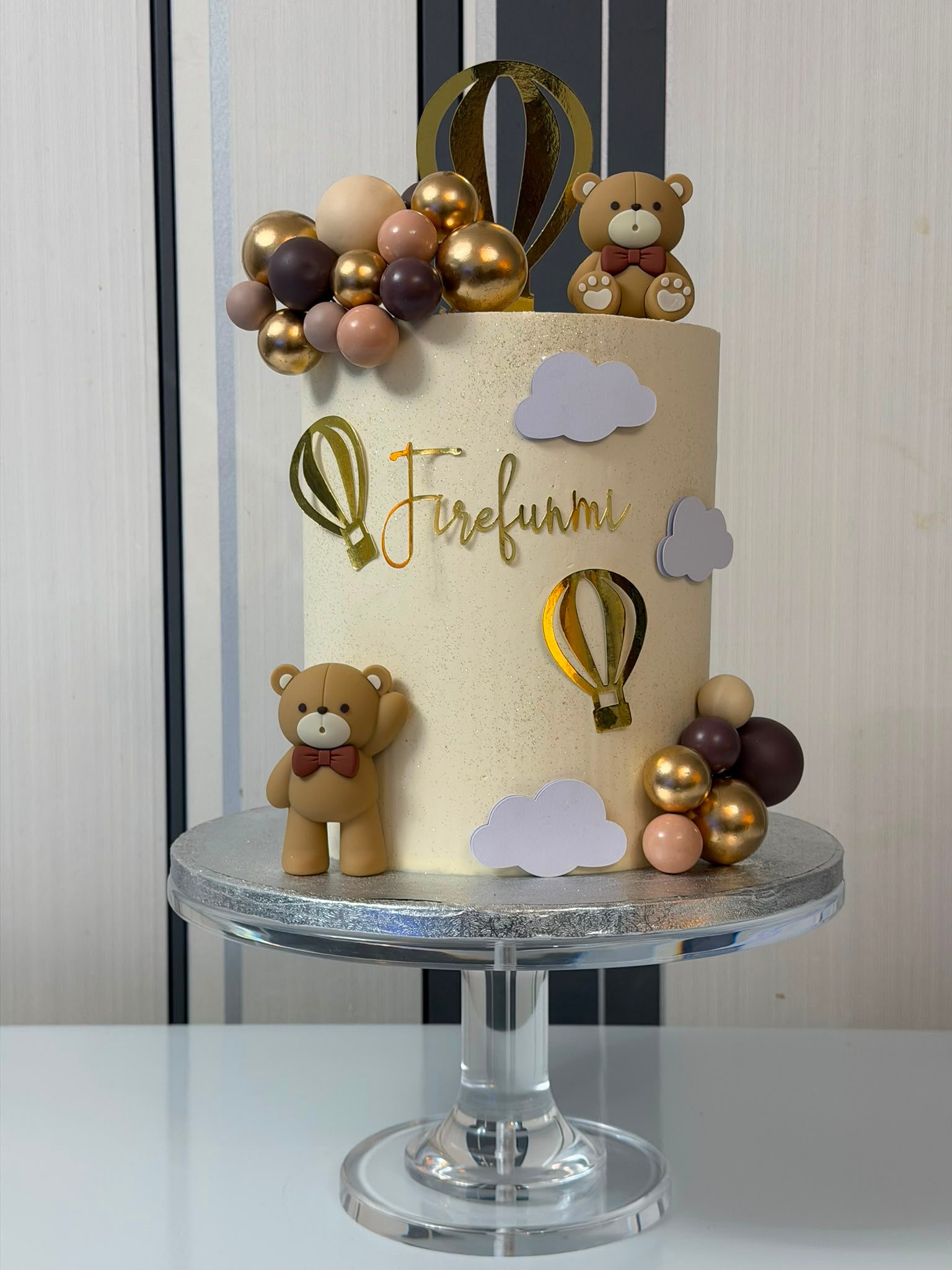 Teddy Bear Hot Air Balloon 1st Birthday Cake