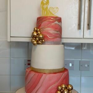 Coral Gold Marble Royal Wedding Cake