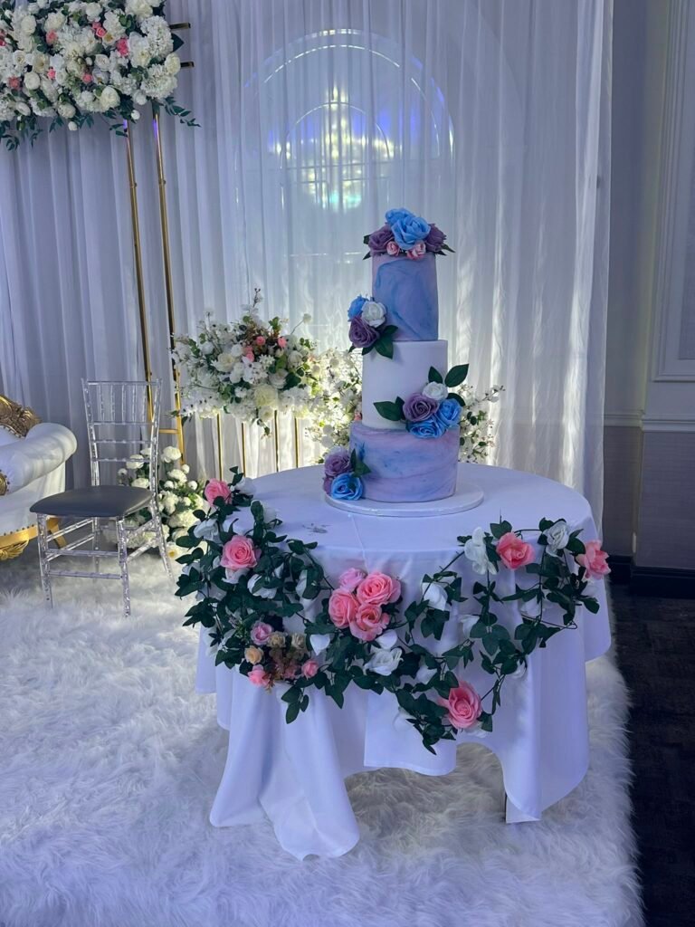 Lavender Marble Garden Wedding Cake
