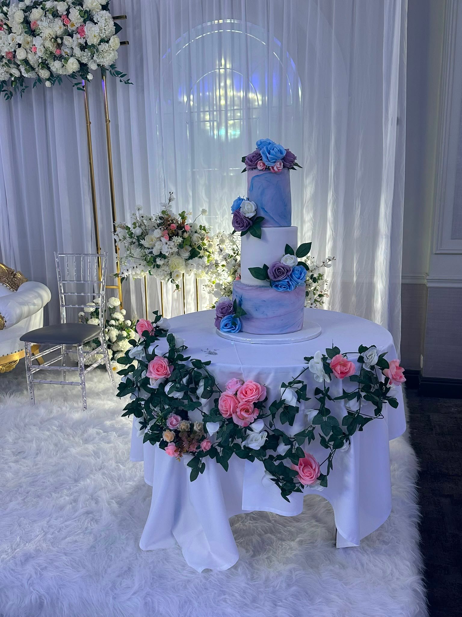 Lavender Marble Garden Wedding Cake