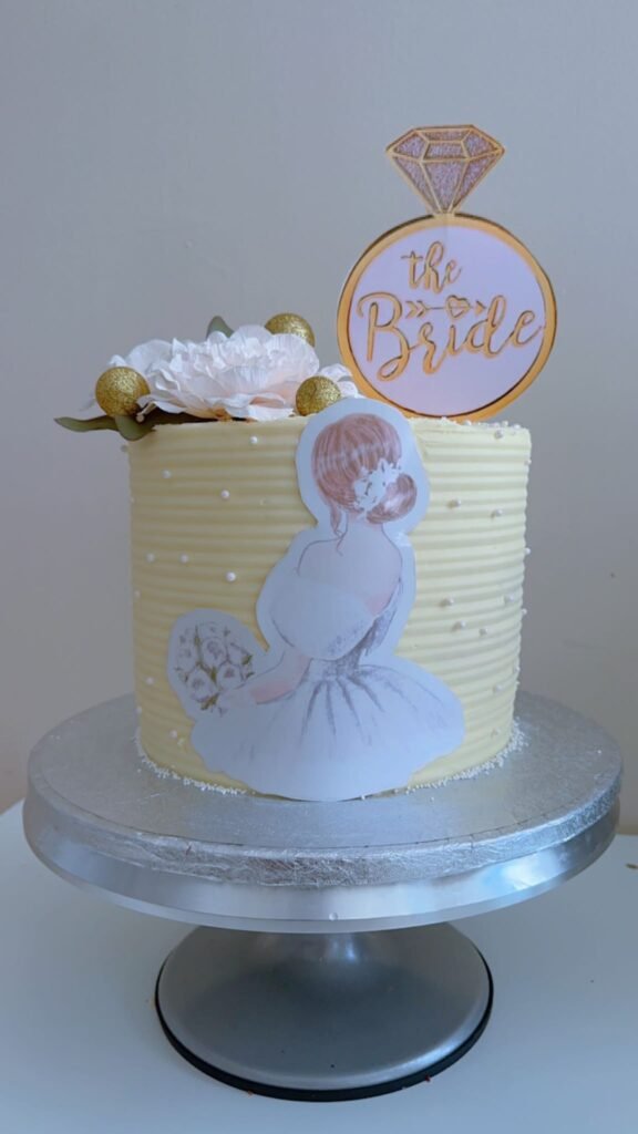 The Bride Ribbed Cake with Gold Accents