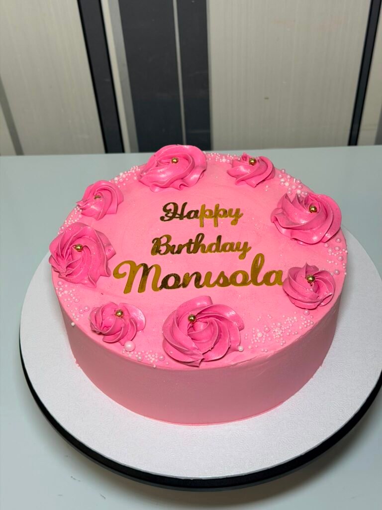Hot Pink & Gold Birthday Cake
