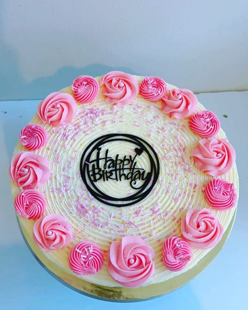 Blush Rosette Birthday Cake
