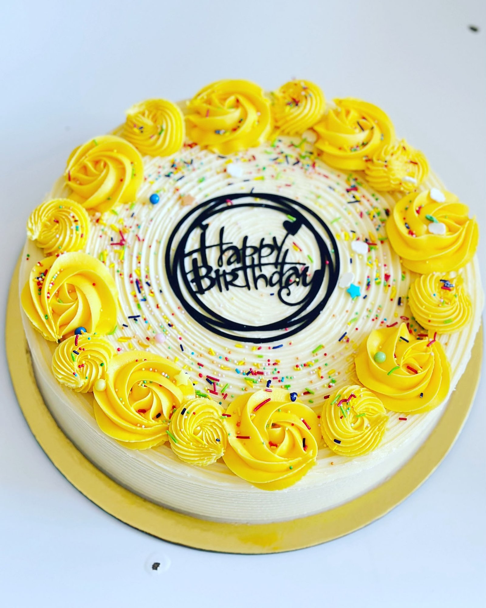 Sunny Yellow Sprinkle Birthday Cake